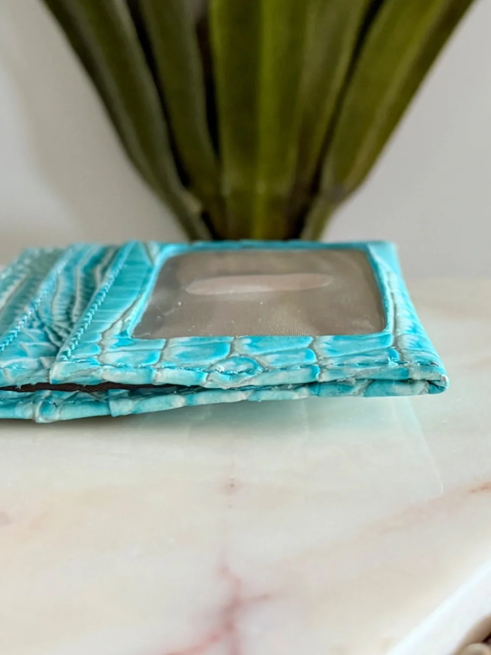 🩵🩵 Brahmin Dusty Blue Cheryl Small Slim CC ID Pocket Wallet Preowned 🩵🩵